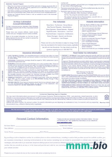 USA Aspiration Bank wyciąg z kredytu hipotecznego w formatach Word i PDF, 3 strony 3